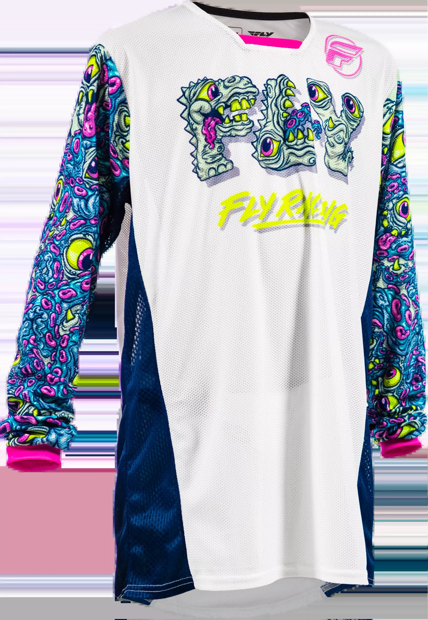 Fly Racing Yth Kinetic Mesh Mutant Jersey White/Blue/Multi Yl 380-334YL