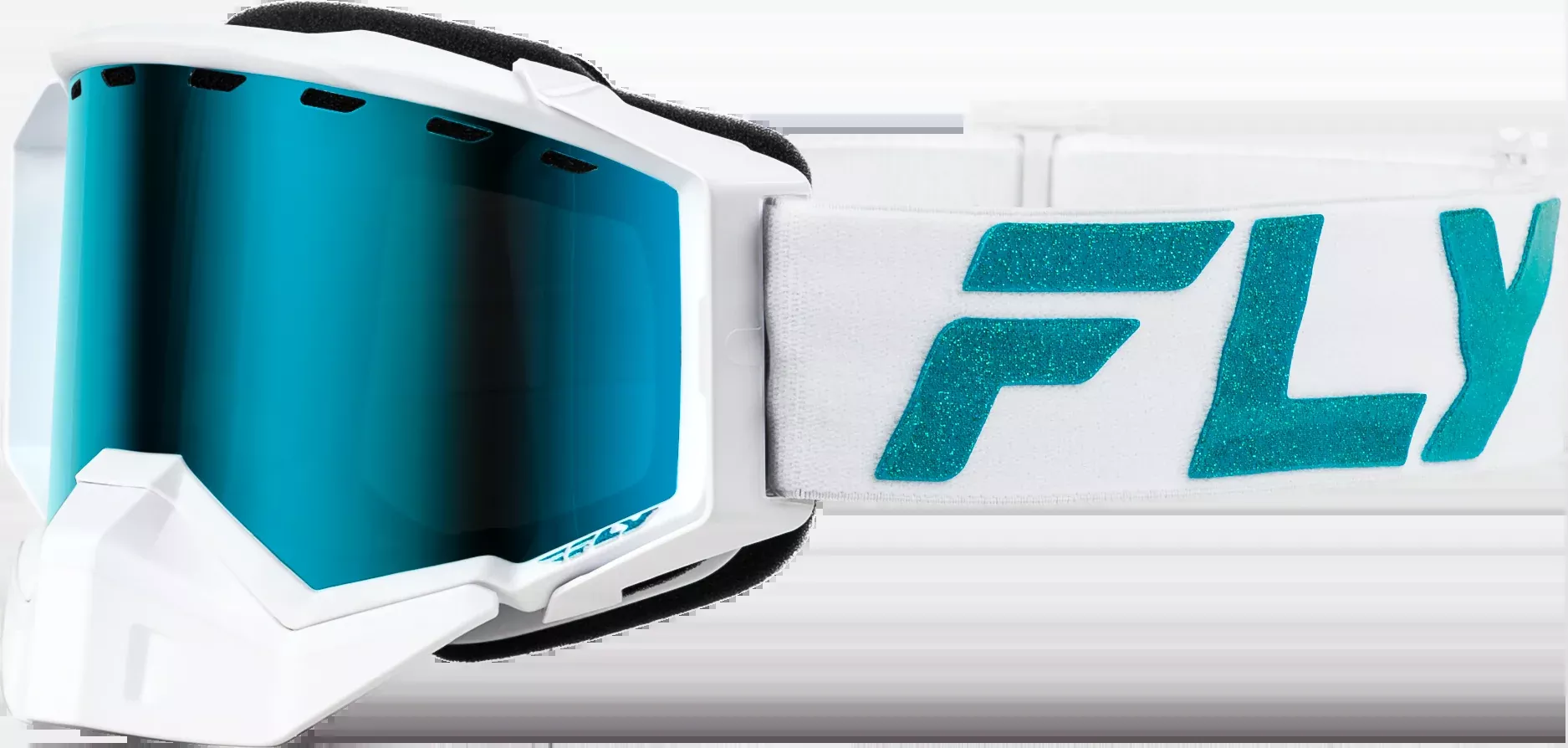 Fly Racing Zone Elite Snw Goggle Wht/Teal W/ Sky Blue/Polarized Smk Lens 37-4100
