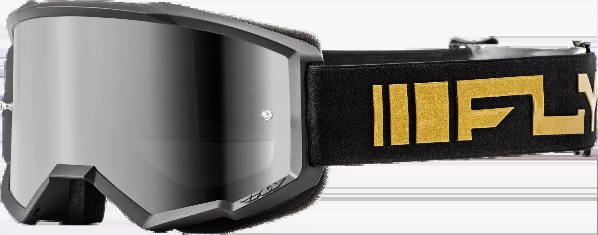 Fly Racing Zone Goggle Black/Gold W/ Silver Mirror/Smoke Lens 37-51520