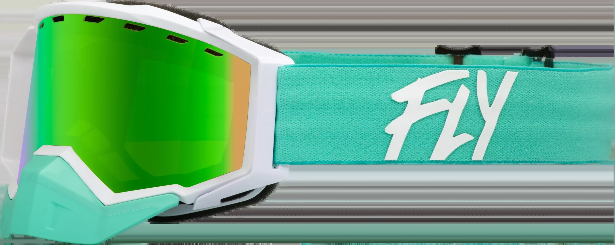 Fly Racing Zone Snow Goggle Mint/White W/ Green Mirror/Amber Lens 37-50273