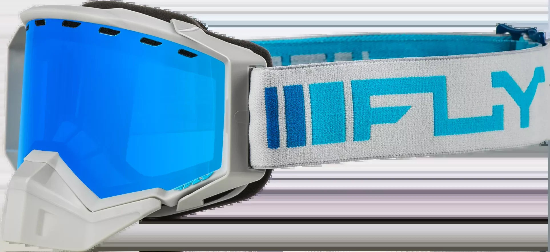 Fly Racing Zone Snow Goggle Silver/Blue W/ Sky Blue Mirror/Blue Lens 37-50277