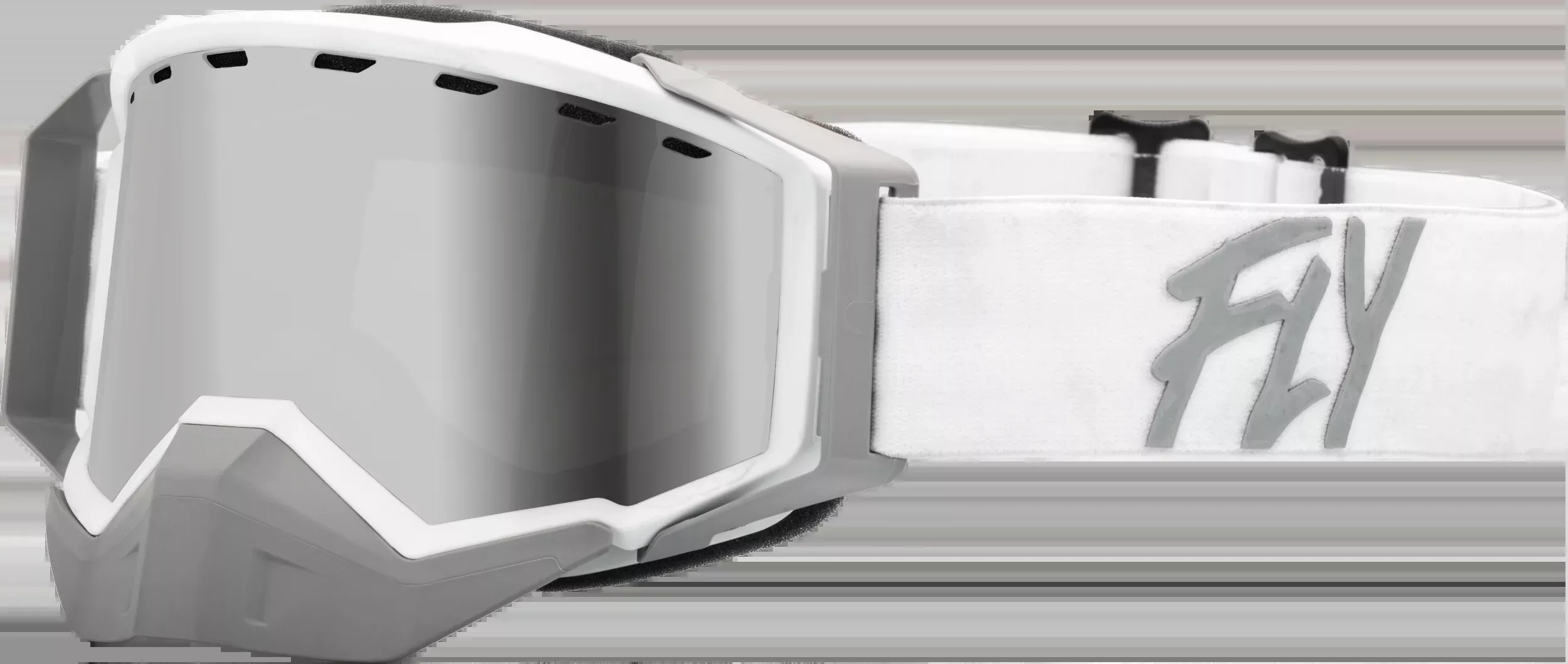 Fly Racing Zone Snow Goggle Wht/Light Gry W/ Silver Mirror/Smoke Lens 37-50274