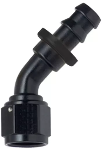 Fragola Hose Fitting #6 45 Deg Push Lock Black 204506-BL