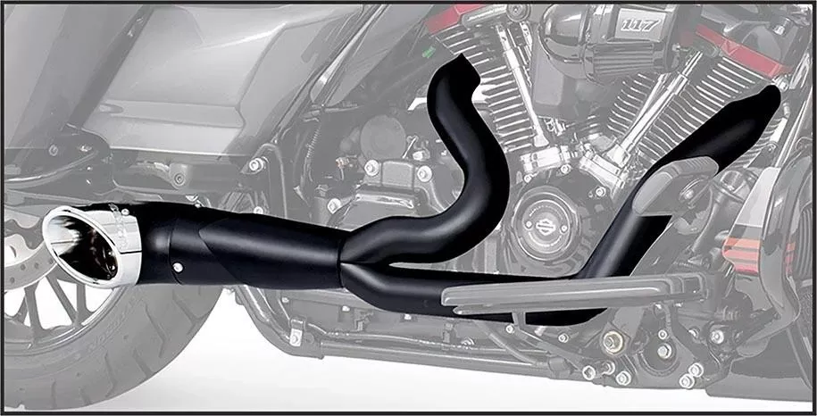 Freedom Performance 2-into-1 Turn Out Exhaust System for '95-16 Harley Davidson FLH/FLT Black w/ Chrome Tip
