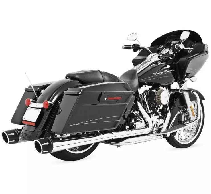 Freedom Performance 4.5" Combat Dresser Slip-Ons for '17 & Up FL Models -Chrome w/ Black End Caps