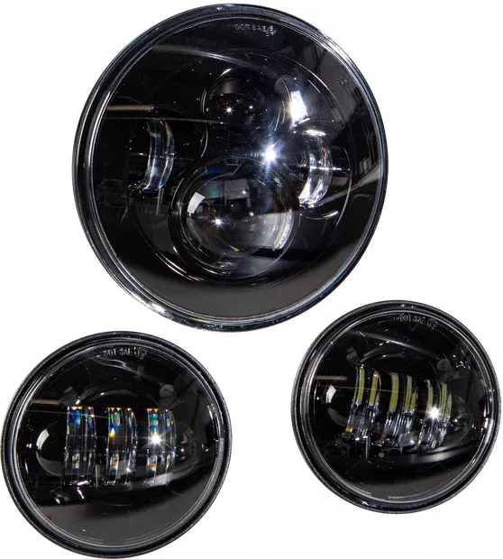 Harddrive Black CREE LED 7" Headlight 4.5" Passing Lamp Set Black Harley 94-Up