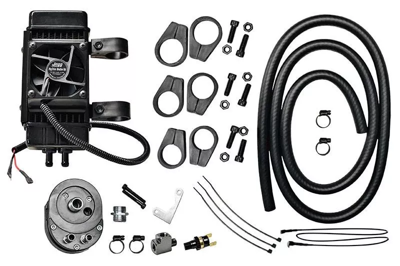 Jagg Fan-Assisted WideLine Oil Cooler System for '99-16 Harley-Davidson Touring (except Twin-Cooled models), '00-17 Softail, '99-17 Dyna and '89-98 XL (except models w/ ABS)