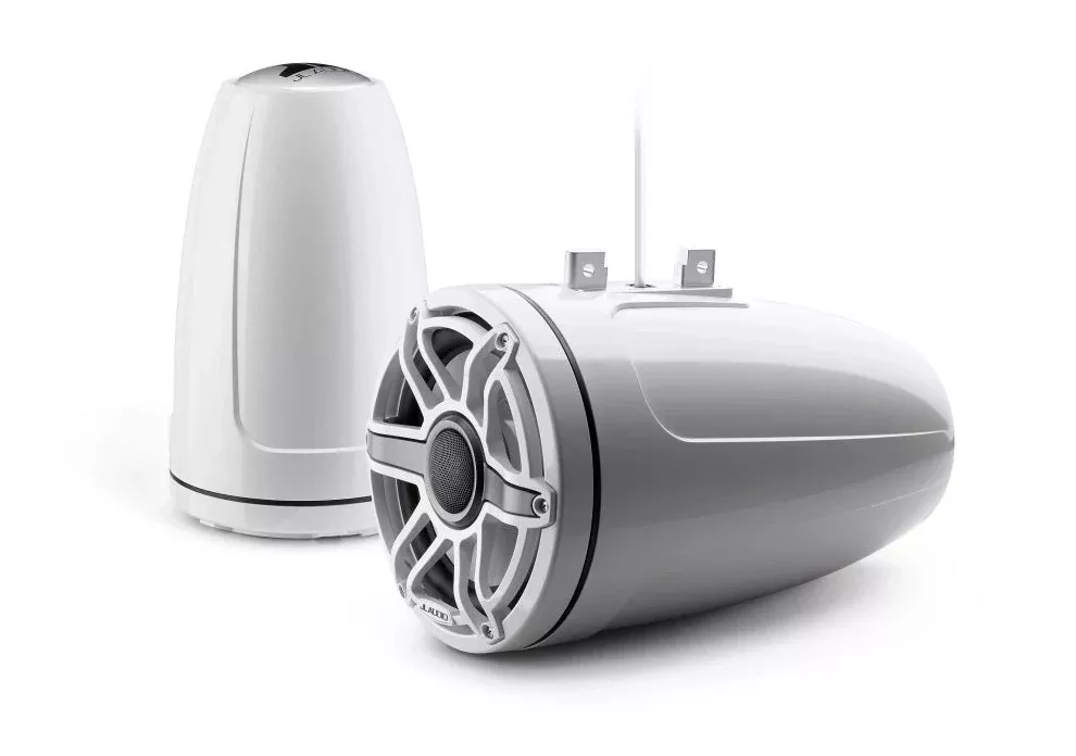 JL Audio 8.8-Inch Enclosed Tower Coaxial System Gloss White Enclosure Trim Short Grille