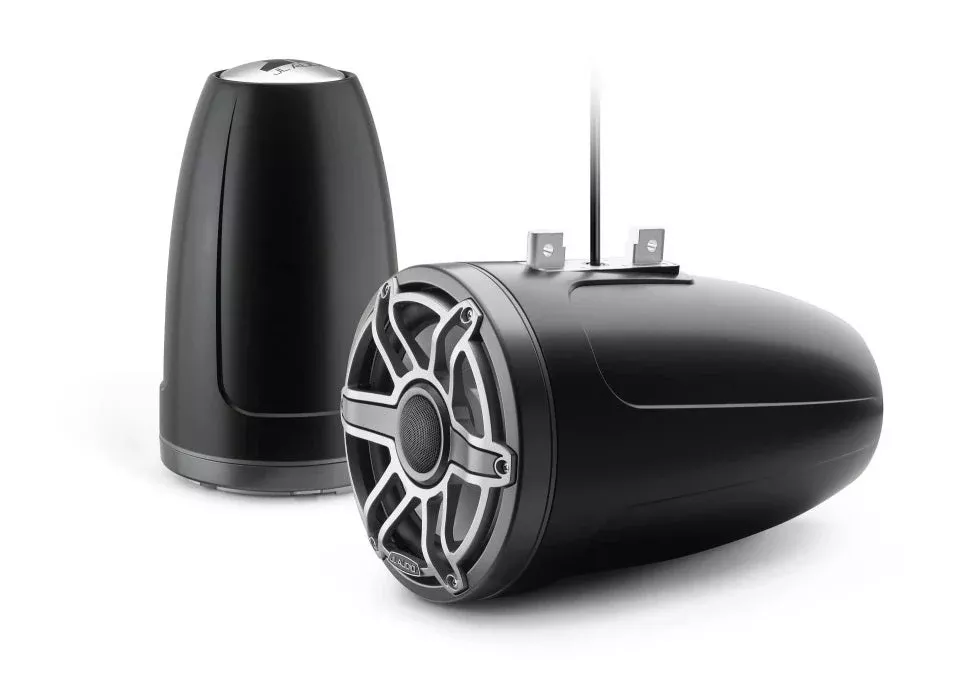 JL Audio 8.8-Inch Enclosed Tower Coaxial System Satin Black Enclosure Titanium Sport Grille