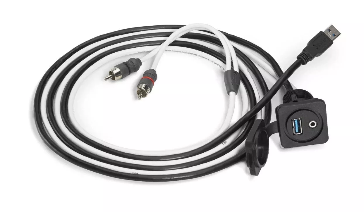 JL Audio Combo 3.5mm Audio Jack and 9 Wire USB Port for Panel-Mounting