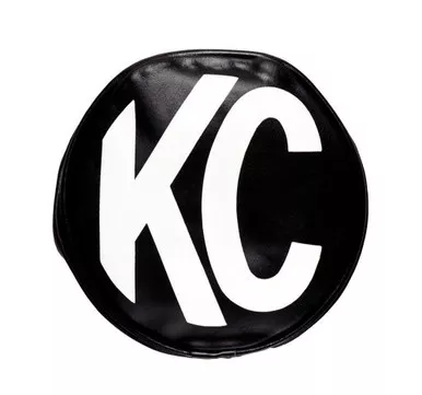 KC HiLiTES 5400 5" Round Black Vinyl Light Cover Set of 2 w/ White KC Logo