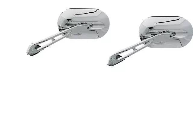 Kuryakyn 1409 Chrome Convex Large Plus Oval Magnum Screw in Handlebar Mirror Set