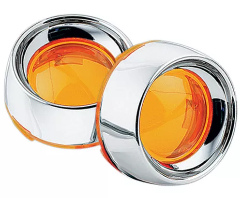 Kuryakyn Chrome Deep Dish Bezels with Amber Lens for Bullet Turn Signals (2108)