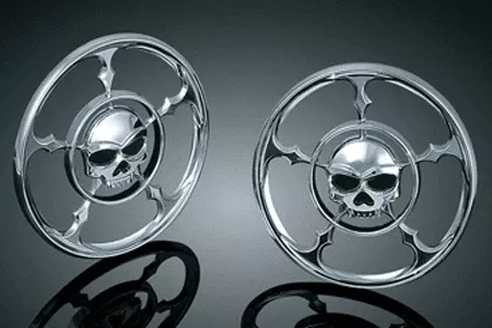 Kuryakyn Speaker Grills for '96-Up Electra Glides & '06-13 Street Glides -Zombie Skull