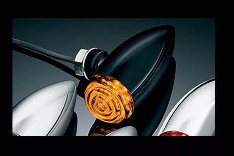 Kuryakyn SUPER BRIGHT L.E.D. Mini Bullets -Gloss Black, Amber (Pair)