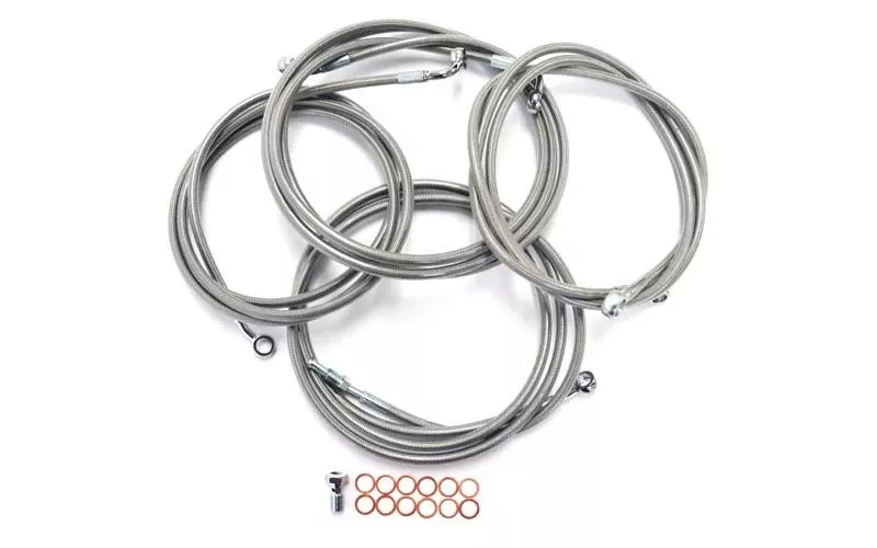 L.A. Choppers Cable Kit for ’13 CVO, ’14-16 FLHTCU/FLHTK/FLHX/FLHXS(WITH ABS) for use with 12″-14″Ape Hangers -Stainless Braided