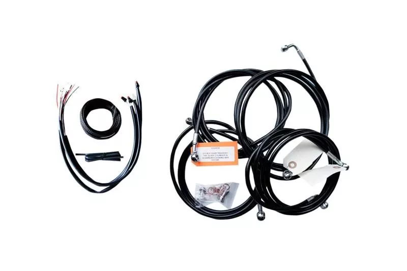 L.A. Choppers Complete Handlebar Cable/Brake Line Kit For 2016 FLHT, FLHX with ABS For use with 18-inch to 20-inch Ape HangersBlack Vinyl/Stainless Steel Braided (Does Not Include Electronic Throttle Control Extension)
