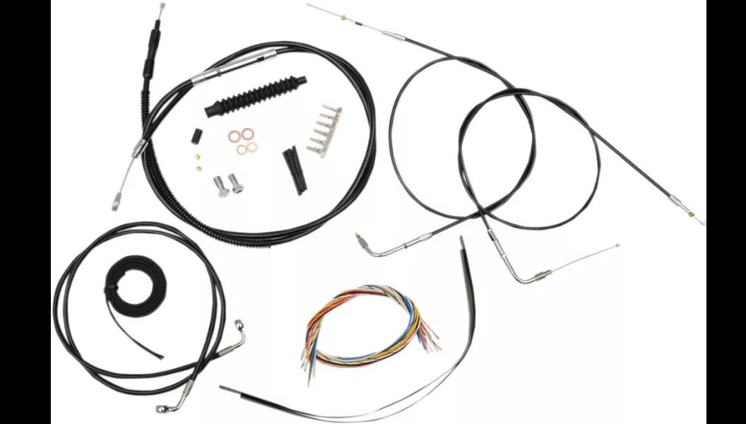 La Choppers Complete Black Vnyl Cable Line 12″-14″ Kit Harley 07-10 FXST/B/C