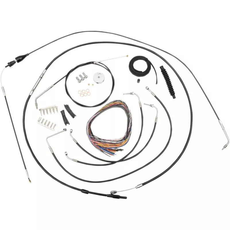 La Choppers Complete Black Vnyl Cable Line 12″-14″ Kit Harley 07 FLHT/ FLHX