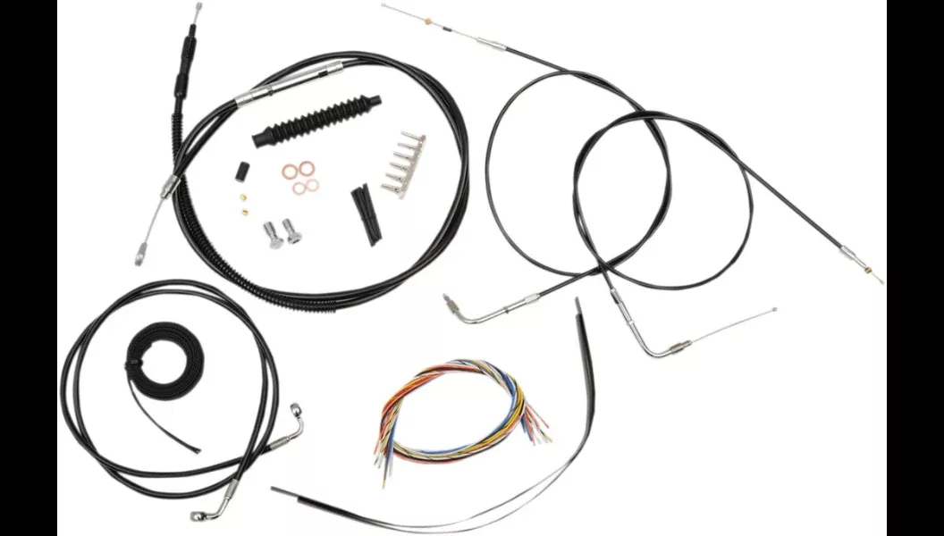 La Choppers Complete Black Vnyl Cable Line 12″-14″ Kit Harley 96-06 FLSTC/N/F