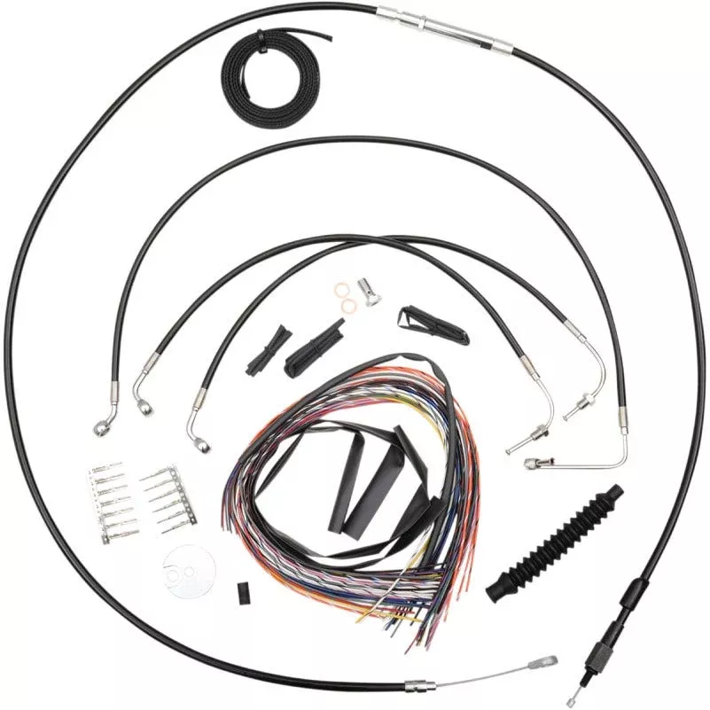 La Choppers Complete Black Vnyl Cable Line Mini Ape Kit Harley 08-13 FLHT/X/R