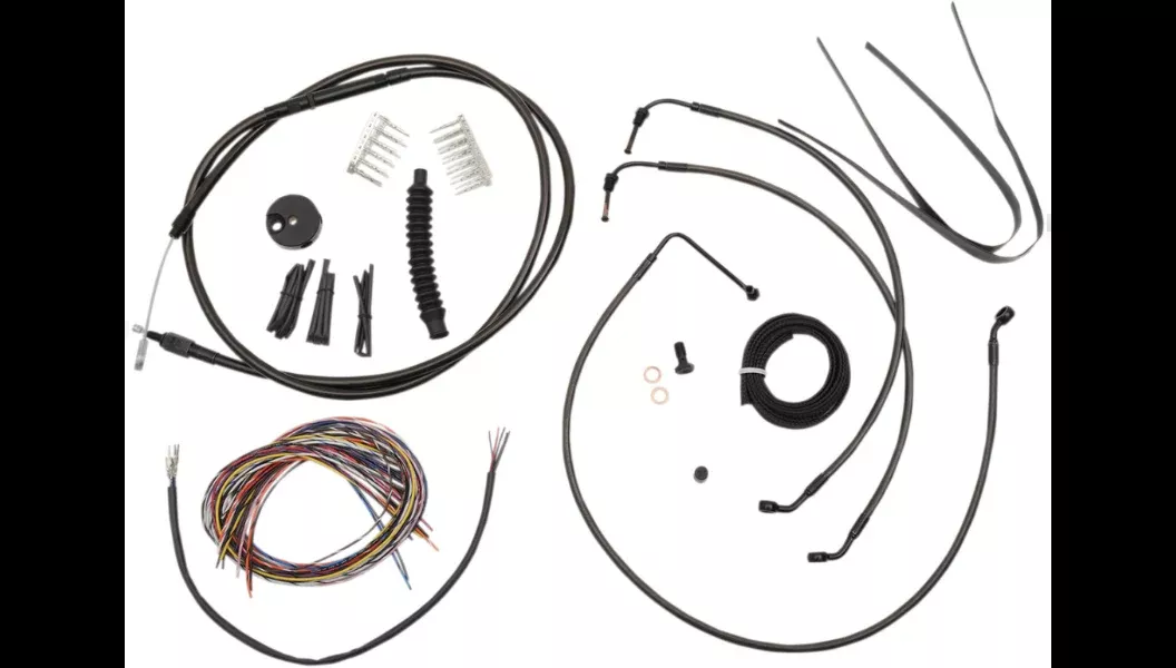 La Choppers Complete Midnight Cable Line 12″-14″ Kit Harley 14-15 FLHR W/O ABS
