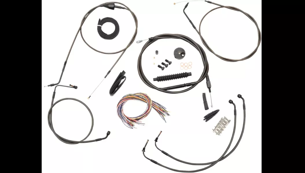 La Choppers Complete Midnight Cable Line Mini Ape Kit Harley 96-06 FLHT/C/U/X