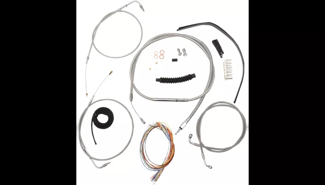 La Choppers Complete Stainless Cable Line 15″-17″ Kit Harley 07-10 FXSTD FLST
