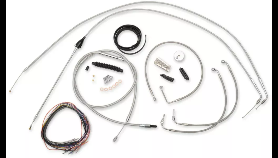 La Choppers Complete Stainless Cable Line Mini Ape Kit Harley 96-06 FLHT/C/U/X
