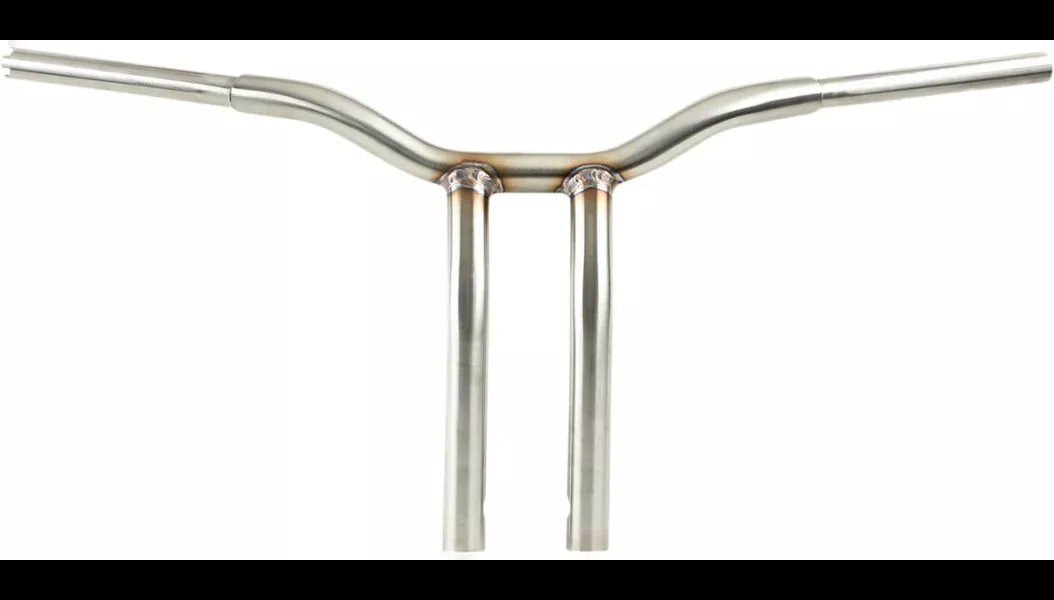 LA Choppers Kage Fighter Welded Bent-Riser Handlebar - One Piece - 14" - Raw Stainless Steel