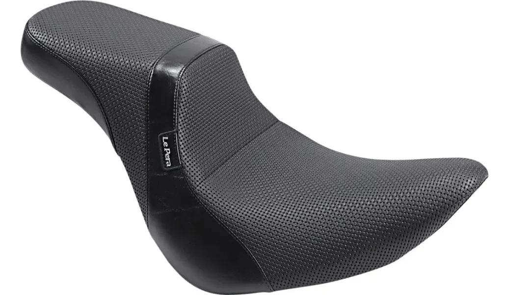 Le Pera Black Daytona 2-Up Seat Basket Weave Harley Softail Fat Boy 18-23
