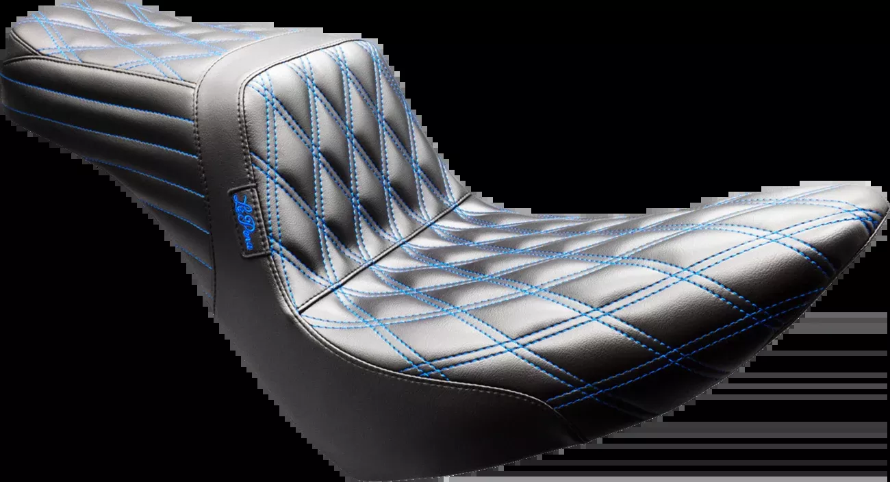 Le Pera Tailwhip Blue Diamond Stitch Seat for 2018-2026 Harley Softail Low Rider