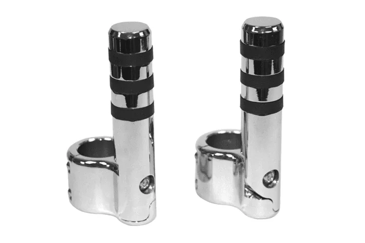 Lindby Clamp-On Footpegs -Chrome Wide Band -Pair