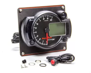 Longacre Tach 4in Data Logging Blk w/Blk Alum Panel 52-44479
