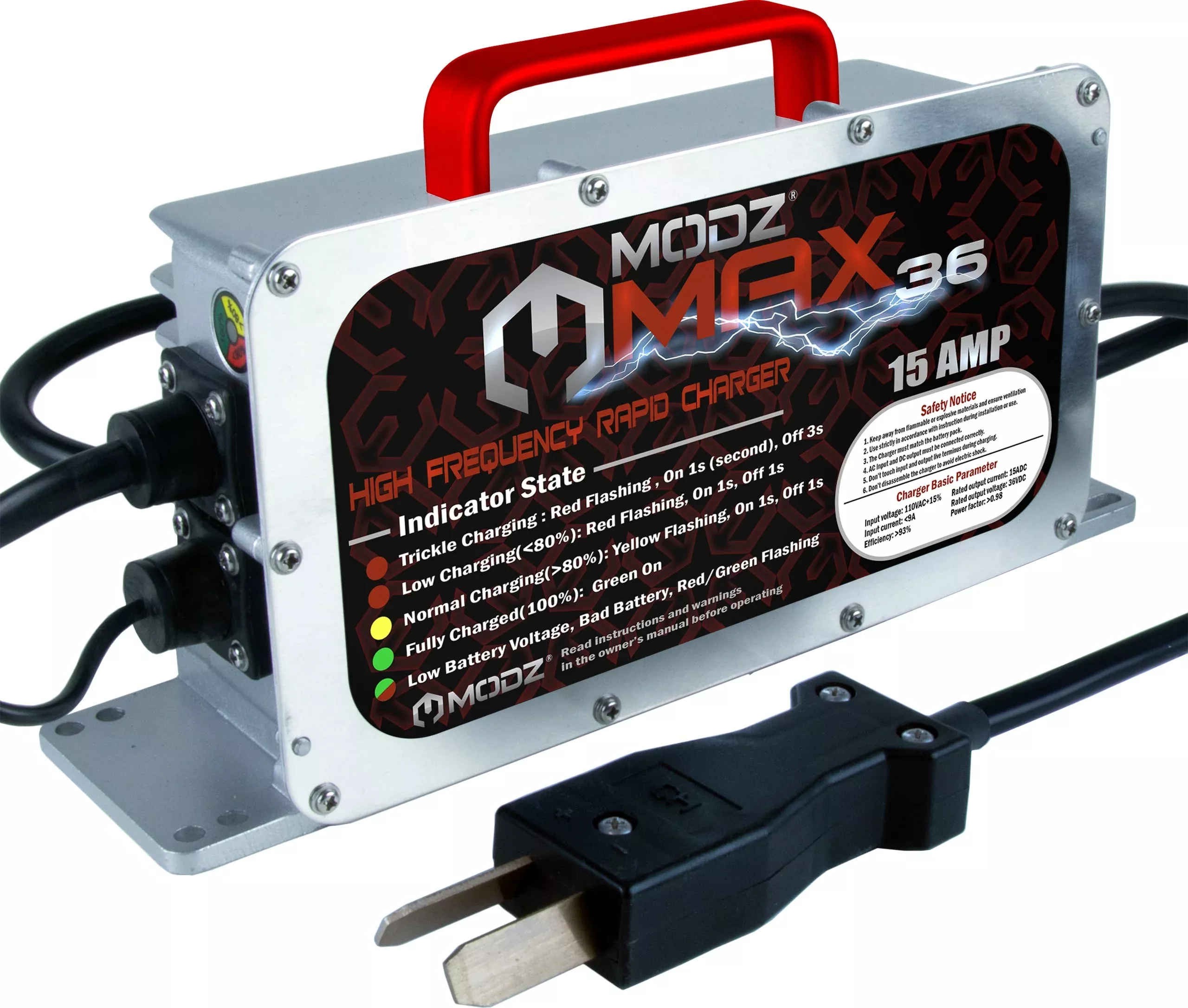 MODZ Max36 15 AMP Charger for 36 Volt Golf Carts with Crowfoot Plug