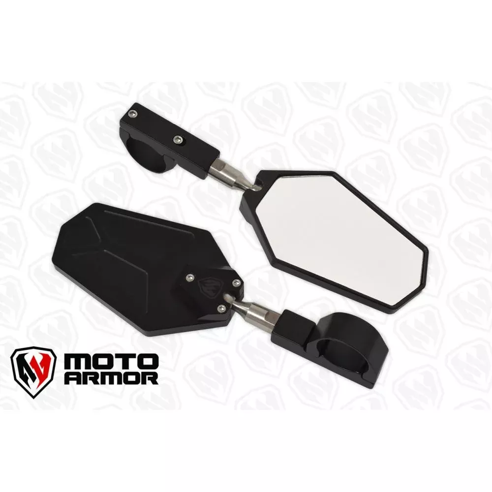 Moto Armor Billet Convex Mirrors Fits 1.75″- 2″ Pair MA-MIR-BLK