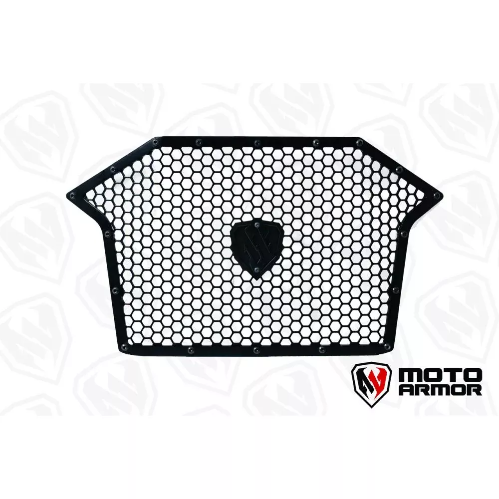 Moto Armor Premium Radiator Grill Set Black Trim Black Mesh