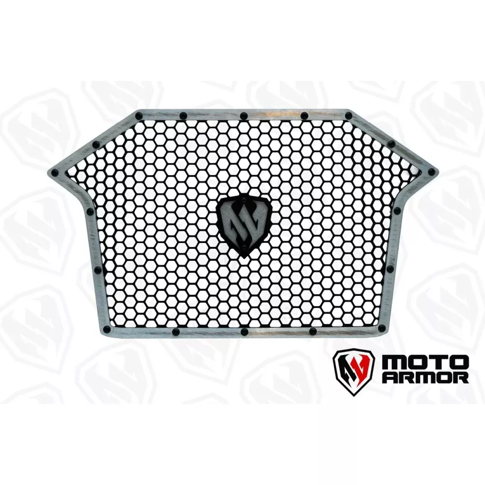Moto Armor Premium Radiator Grill Set Raw Trim Black Mesh