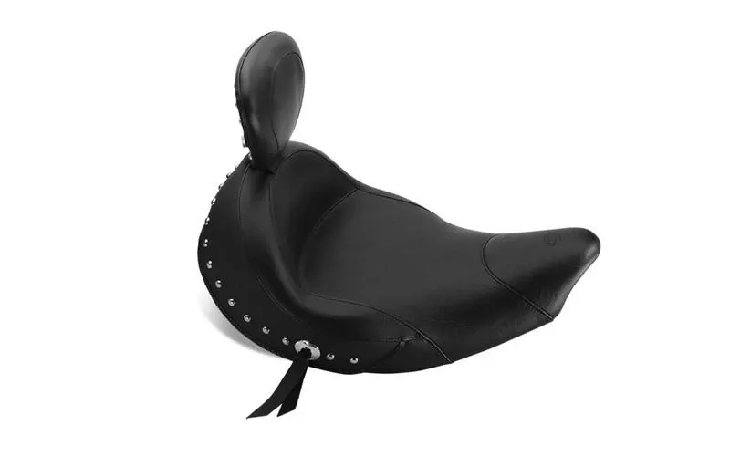 Mustang Seats Wide Touring Solo Seat w/ Driver Backest for '14-Up Indian Chief Classic/Chief Vintage/Chieftain-Studded