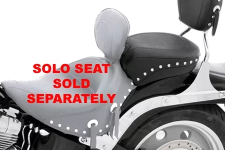 Mustang Wide Recessed Rear Seat (for Driver Backrest Solos) on Softail FXST '06-Up & Fat Boy FLSTF '07-Upw/ 200mm Wide Tire -Studded