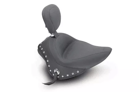 Mustang Wide Studded Touring Solo Seat for FXS Blackline & FLS Slim '12-17 -w/ Driver Backrest
