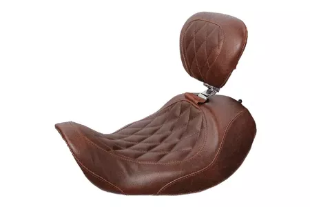 MustangWide Tripper Forward Solo w/ Driver Backrest for '06-17 Dyna/Wide Glide Models -Diamond Stitch Pattern Distressed Brown