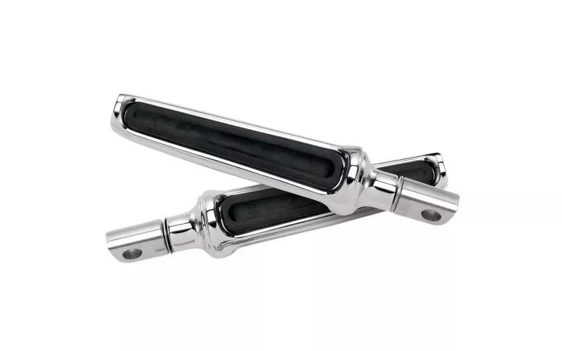 Performance Machine Contour Male-Mount Footpegs -Rubber Insert, Chrome (pr)
