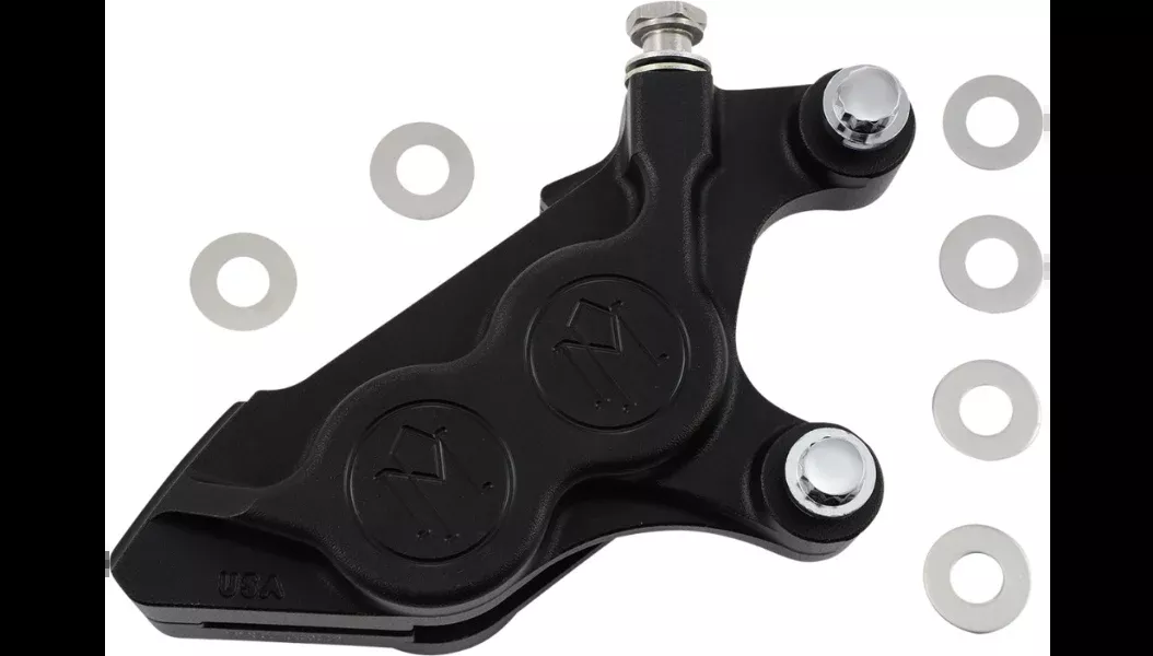 Performance Machine Four-Piston Direct Bolt-On Caliper – Right Front – Black Ops