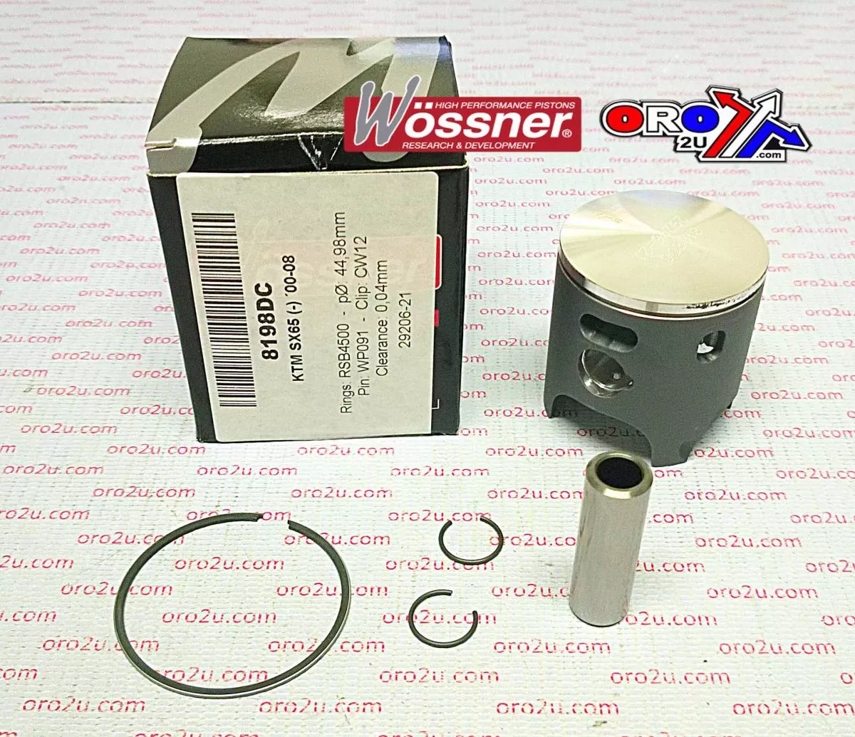 PISTON KIT 00-08 SX65 45.00 A, WOSSNER 8198DA KTM MX 46030007500