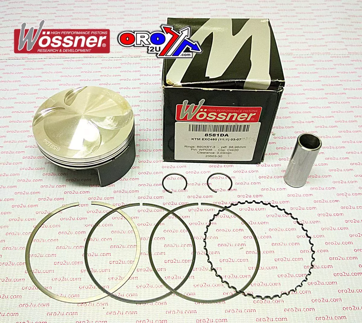PISTON KIT 02-07 KTM EXC450 89, WOSSNER WOSSNER 8581DC