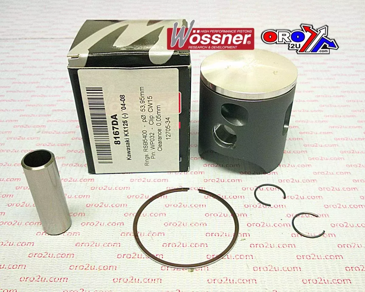 PISTON KIT 04-09 KX125 54.00 B, WOSSNER 8167DB KAWASAKI MX