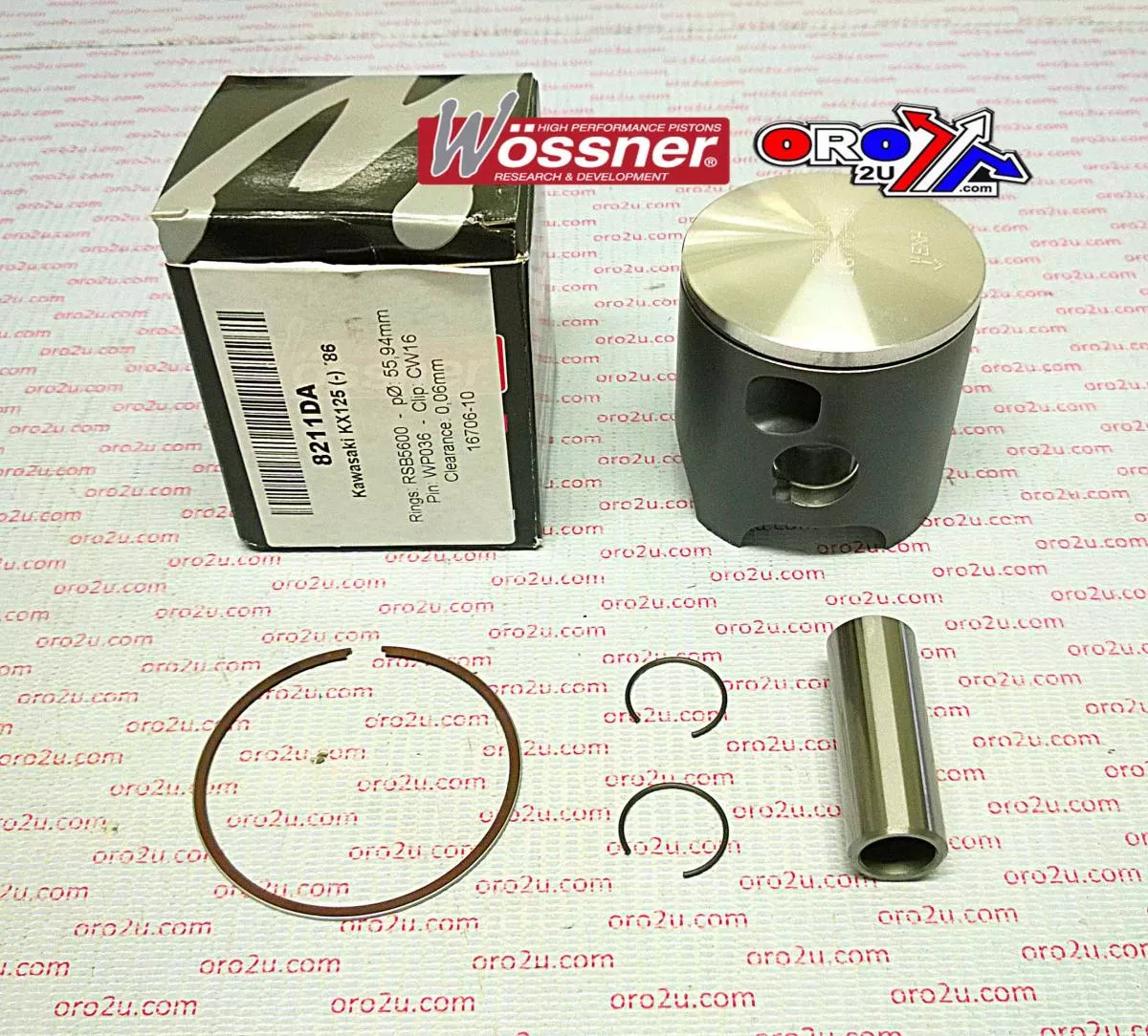 PISTON KIT 1986 KX125 56.00, WOSSNER 8211DA KAWASAKI MX 13001-1231