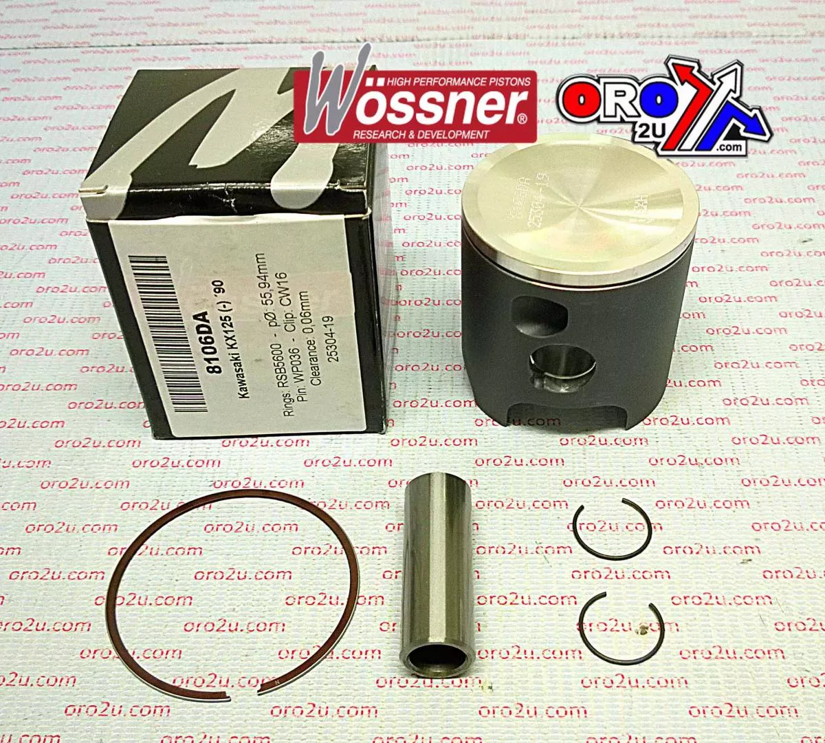 PISTON KIT 1990 KX125 56.00, WOSSNER 8106DA KAWASAKI MX 13001-1314