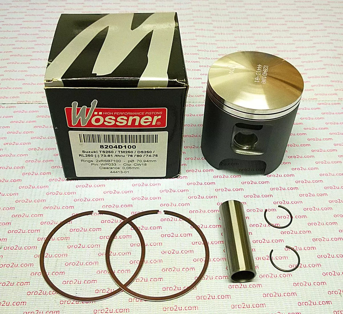PISTON KIT 73-81 TS250 72.00, FORGED WOSSNER 8204D200